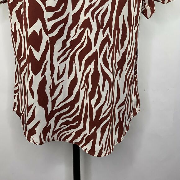 Bishop And Young Corey Ruffle Sleeve Cognac Zebra Blouse NWT Size S - Picture 4 of 7